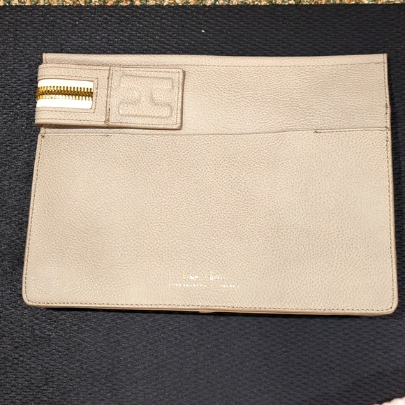 India Hicks Handbags - India Hicks NWT in Taupe Pebbled Leather Clutch. 11.5x8.5 Inches.
